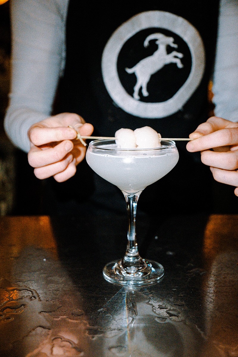 Signature cocktail served for an engagement celebration at Goat House